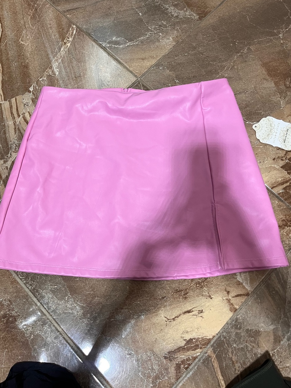 Altar'd State Bright Pink Faux Leather Mini Skirt